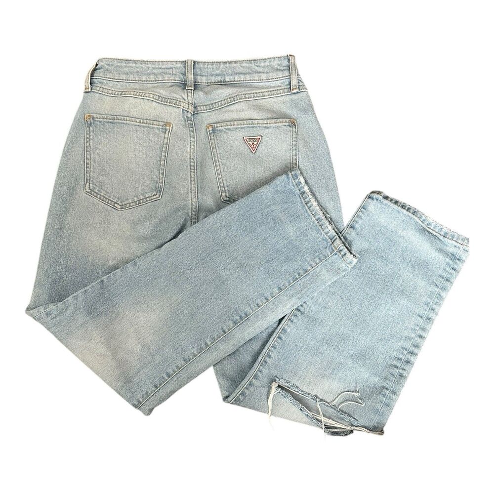VTG 90s Guess 1981 High Waist Jeans Sz 27 Distressed Light Wash Y2K